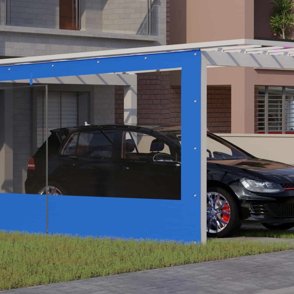 Carportplane mit Tür und Fenster