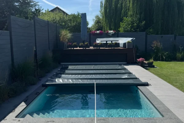 Pool Stangenabdeckung rechteckig mit Zuggurt