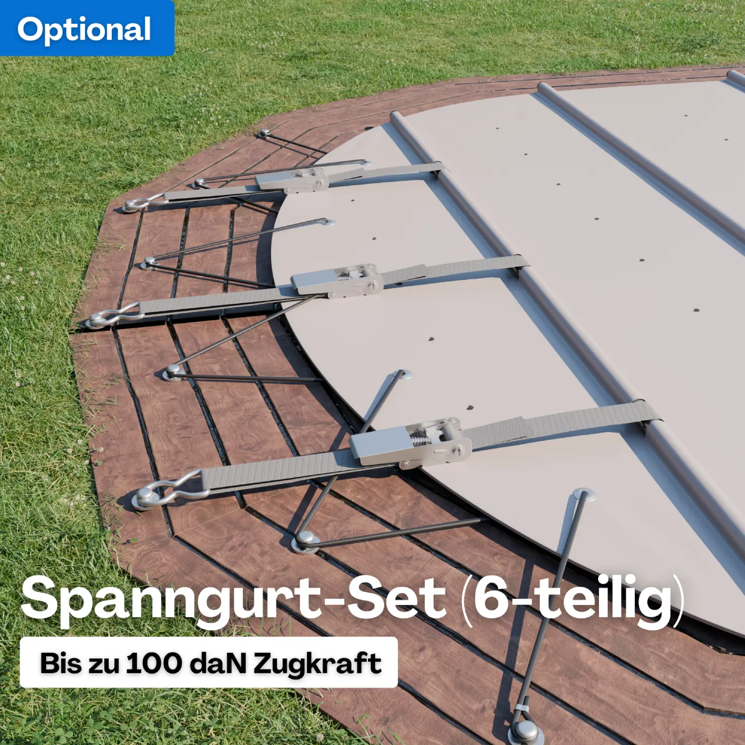 Runde Stangenabdeckung nach Maß 6x Spanngurte