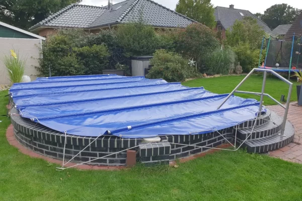 Stangenabdeckung Pool-oval-blau