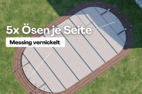 Stangenabdeckung oval mit fünf ösen je Seite