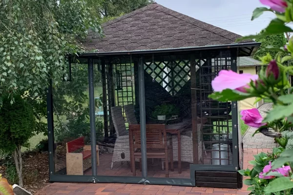 Terrassenplane Pavillon Seitenplane mit Fenster nach Maß-Anthrazit