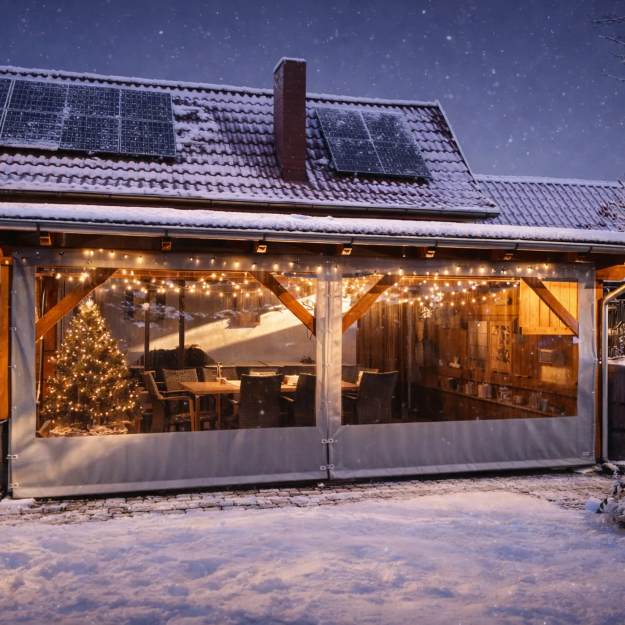 Terrassenplane mit Fenster-Winter