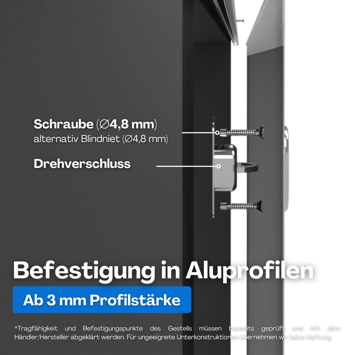 Befestigung einer Plane am Alu-Konstrukt