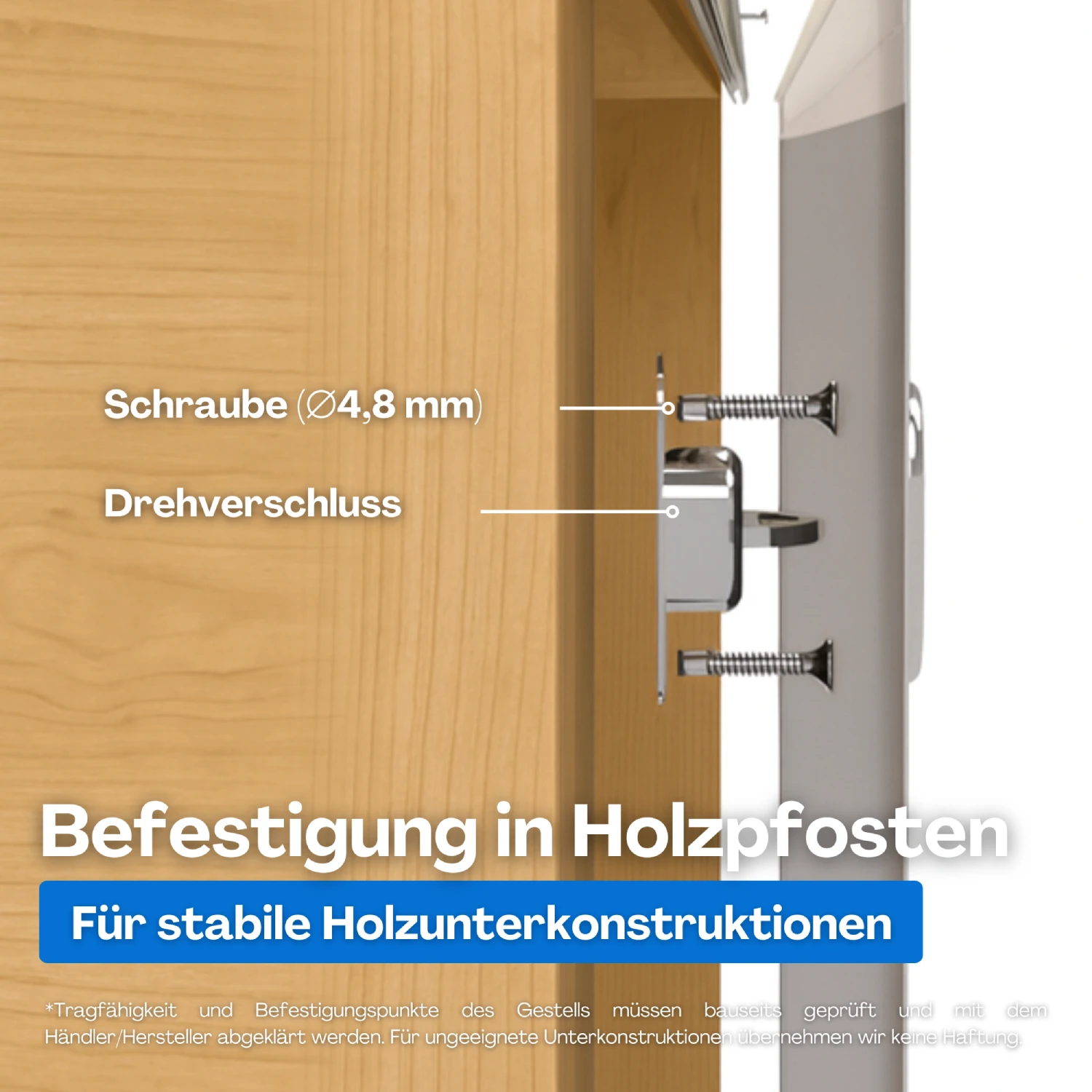 Befestigung einer Plane mit Ösen an Holzpfosten
