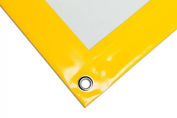 Transparente_Plane_nach_Maß_Saum_SignalgelbRAL1003_Rundöse_nickel
