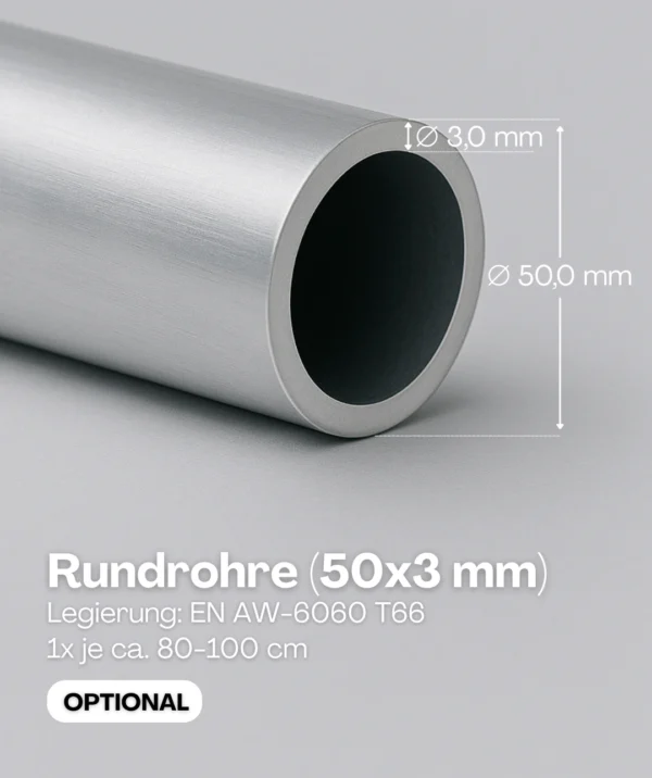 Aluminium Rundrohr 50x3 mm für Stangenabdeckung