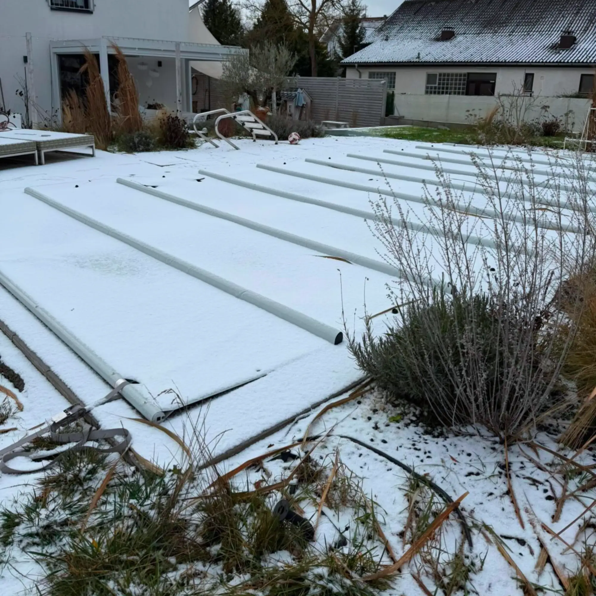 Pool Stangenabdeckung Benutzung im Winter