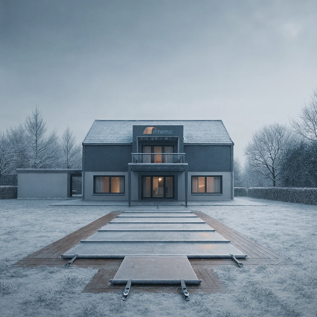 Stangenabdeckung rechteckig mit Treppe Winter