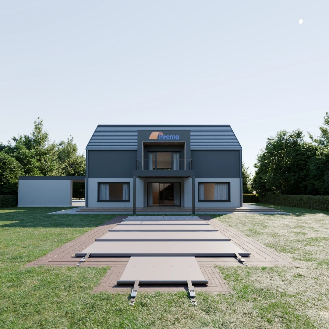 Rechteckig mit Treppe Rollschutzabdeckung