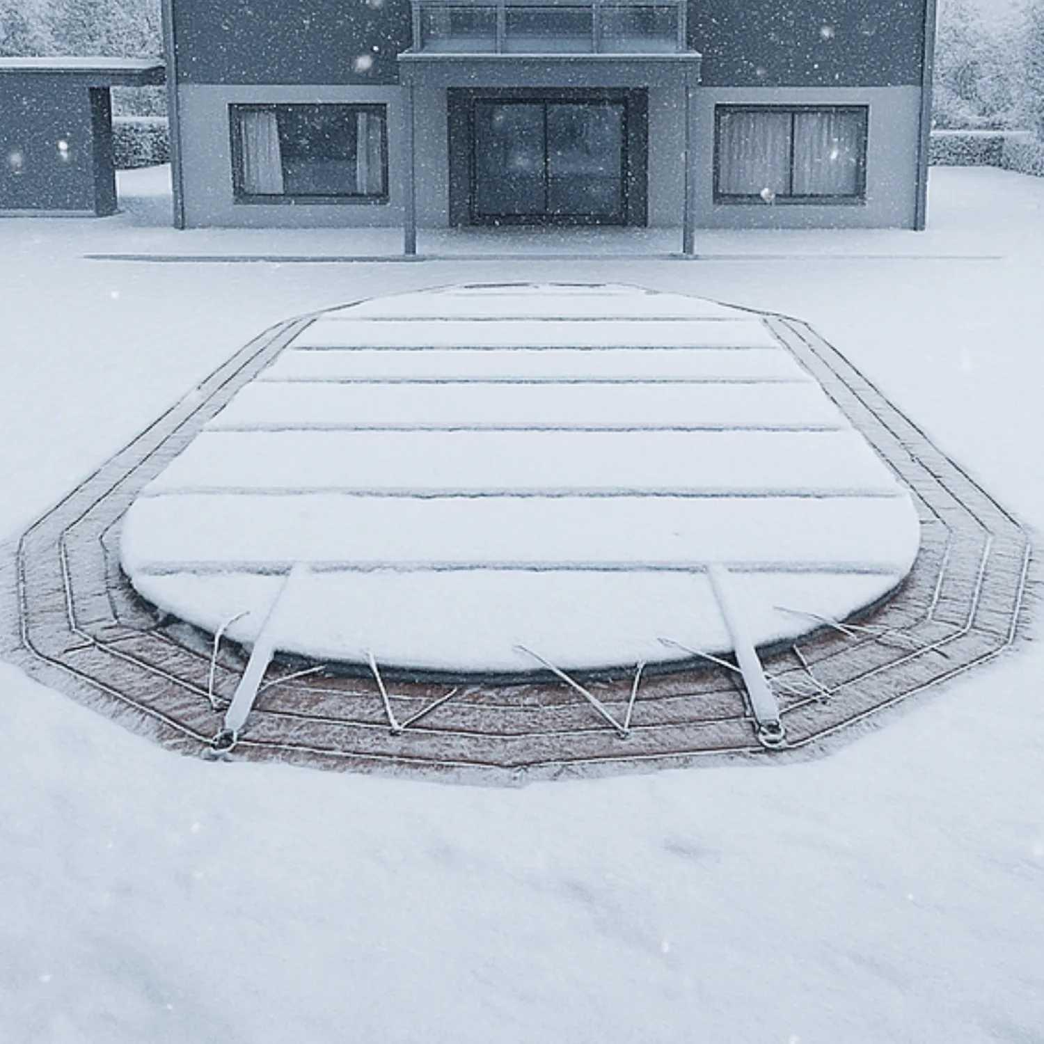 Stangenabeckung oval bei Schnee